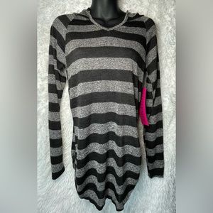 NEW Gray and Black striped maternity pullover hoodie | size medium
